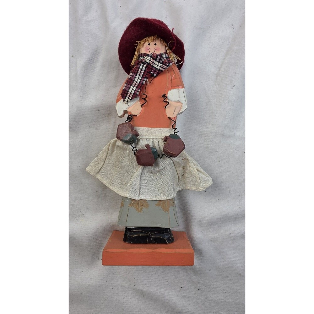 Wooden Scarecrow Girl / Autumn Tabletop Figurine
